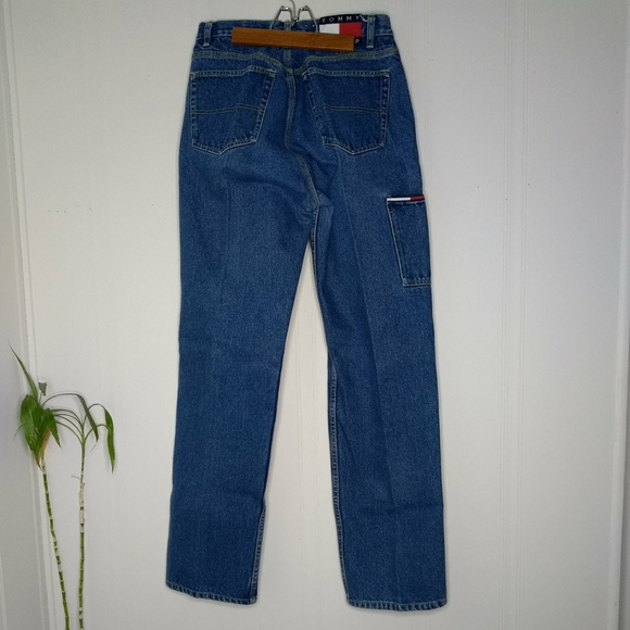 Tommy Hilfiger Blue Jeans Womens Size 9 Cargo Straight Leg Knee Patches - Picture 14 of 14